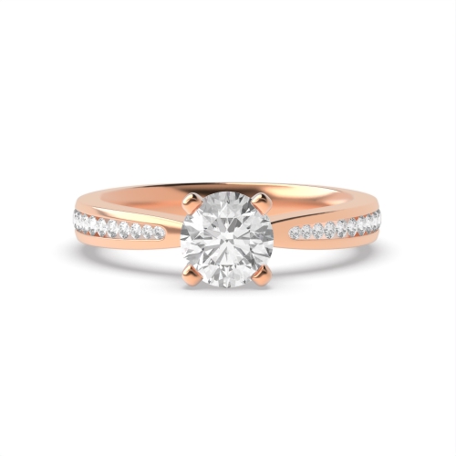 4 Prong Round Rose Gold Open set v claw Engagement Rings