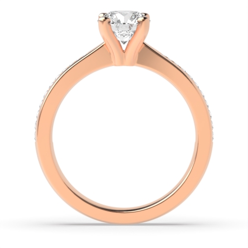 4 Prong Round Rose Gold Open set v claw Engagement Rings