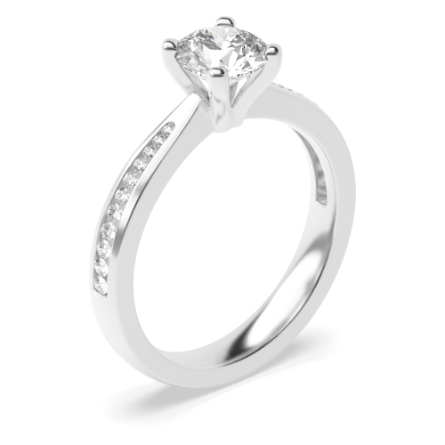 4 Prong Round Silver Open set v claw Engagement Rings