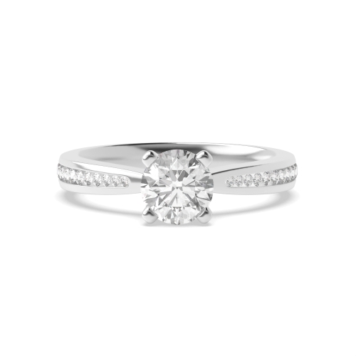 4 Prong Round Silver Open set v claw Engagement Rings