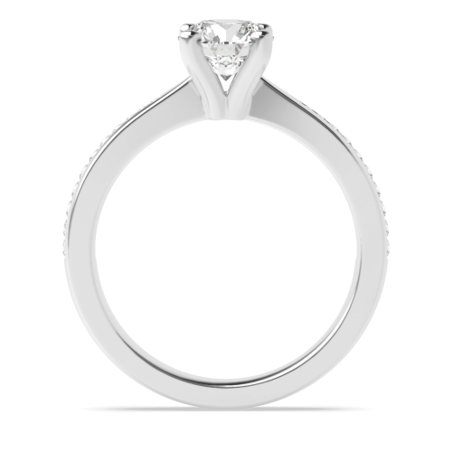 4 Prong Round Silver Open set v claw Engagement Rings