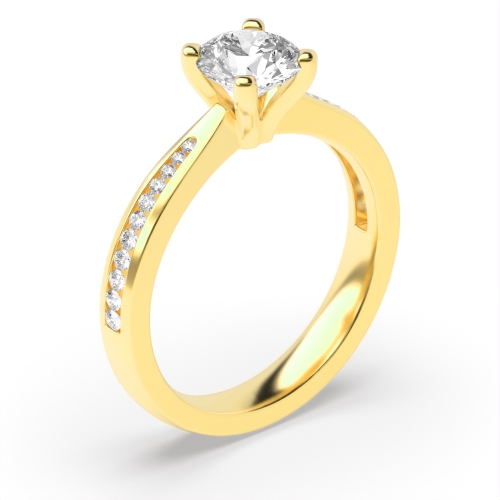 4 Prong Round Yellow Gold Open set v claw Engagement Rings