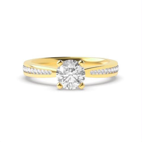 4 Prong Round Yellow Gold Open set v claw Engagement Rings