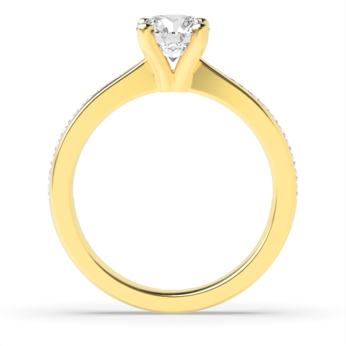 4 Prong Round Yellow Gold Open set v claw Engagement Rings