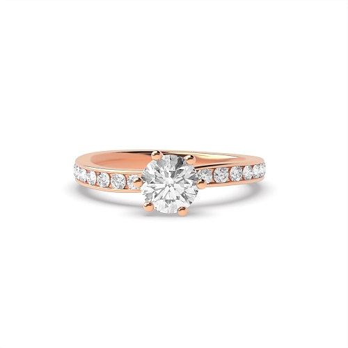 6 Prong Round Rose Gold High diamond set Engagement Rings