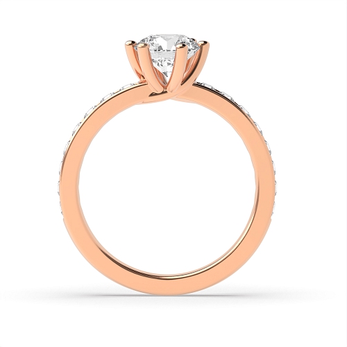6 Prong Round Rose Gold High diamond set Engagement Rings