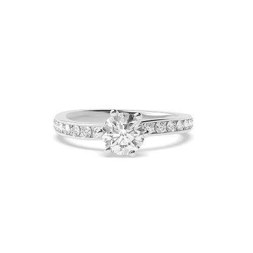 6 Prong Round High diamond set Engagement Rings