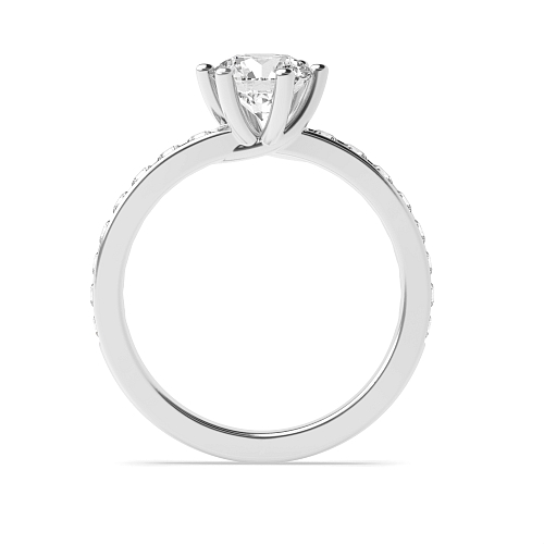 6 Prong Round High diamond set Engagement Rings