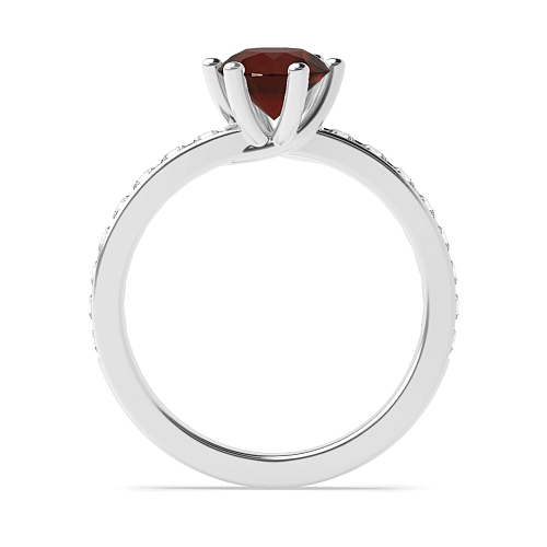 6 Prong Round High diamond set Garnet Engagement Rings