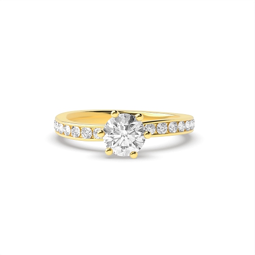 6 Prong Round Yellow Gold High diamond set Engagement Rings