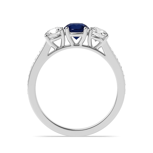 Round High shoulder set Blue Sapphire Engagement Rings