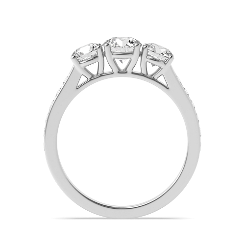Round High shoulder set Trilogy Engagement Rings