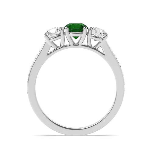 Round High shoulder set Emerald Engagement Rings