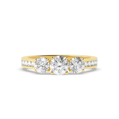 Round Yellow Gold High shoulder set Engagement Rings
