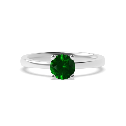 Open Set Round Claws Emerald Solitaire Engagement Ring