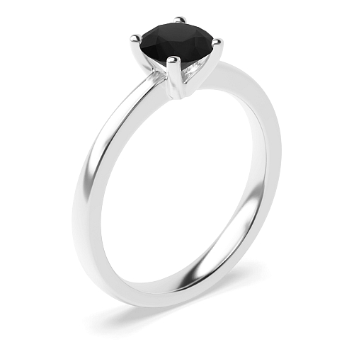 Open set round claws Black Diamond Solitaire Engagement Rings