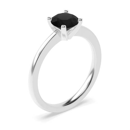 Open set round claws Black Diamond Engagement Rings