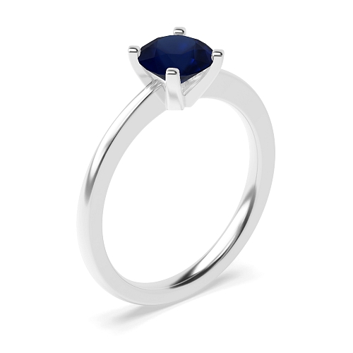 Open set round claws Blue Sapphire Engagement Rings