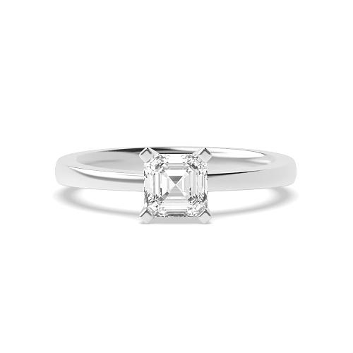Asscher Open set round claws Engagement Rings