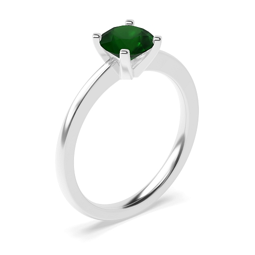 Open set round claws Emerald Engagement Rings