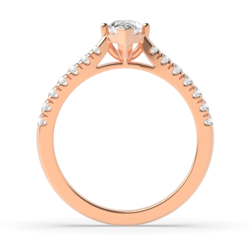 4 Prong Marquise Rose Gold V claws mid set Engagement Rings