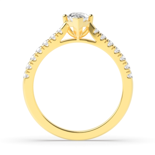 4 Prong Marquise Yellow Gold V claws mid set Engagement Rings