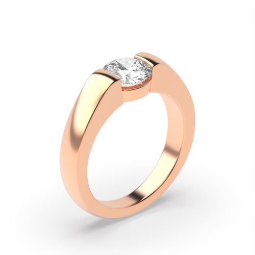 Channel Setting Round Rose Gold Flush Solitaire Engagement Rings
