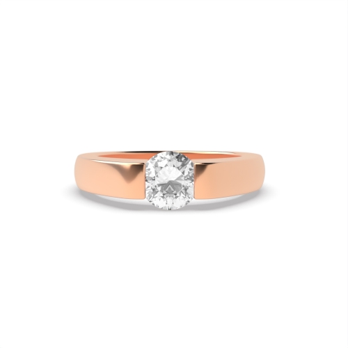 Channel Setting Round Rose Gold Flush Solitaire Engagement Rings