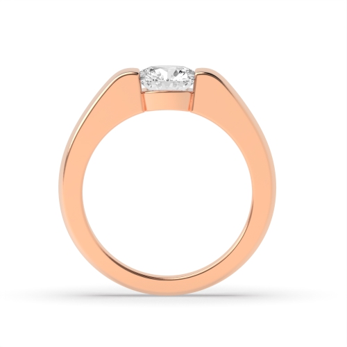 Channel Setting Round Rose Gold Flush Solitaire Engagement Rings