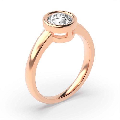 Round Rose Gold Rub over Solitaire Engagement Rings
