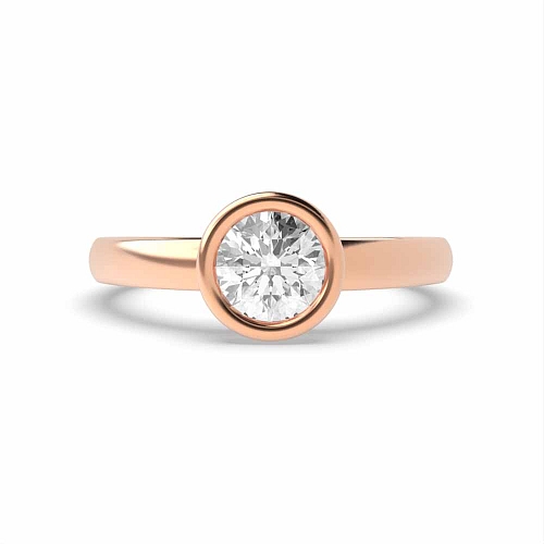 Round Rose Gold Rub over Solitaire Engagement Rings
