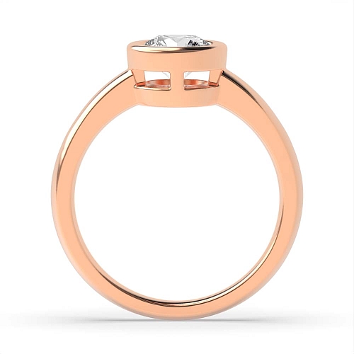 Round Rose Gold Rub over Solitaire Engagement Rings