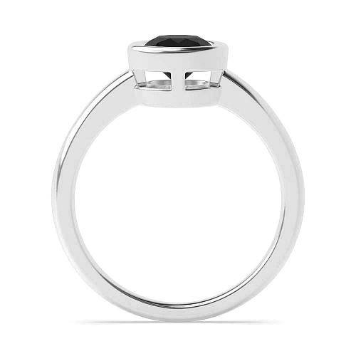 Round Rub over Black Diamond Solitaire Engagement Rings