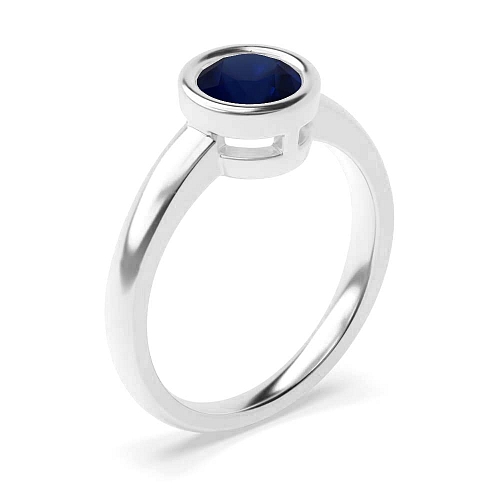 Round Rub over Blue Sapphire Engagement Rings