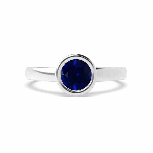 Round Rub over Blue Sapphire Engagement Rings