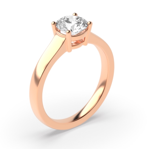4 Prong Round Rose Gold Basket Setting Wide shank Engagement Rings