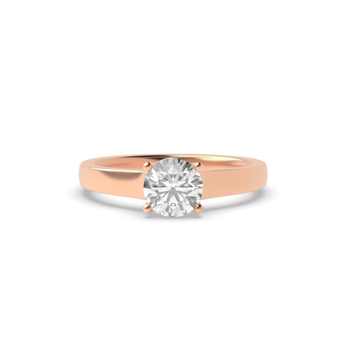 4 Prong Round Rose Gold Basket Setting Wide shank Engagement Rings