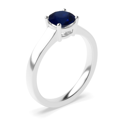 4 Prong Round Basket Setting Wide shank Blue Sapphire Engagement Rings