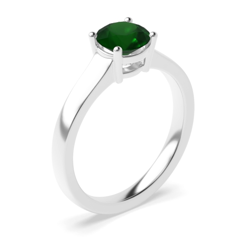 4 Prong Round Basket Setting Wide shank Emerald Engagement Rings