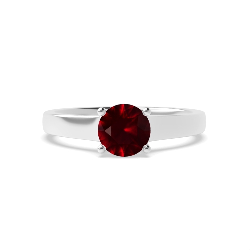 4 Prong Round Basket Setting Wide shank Ruby Engagement Rings