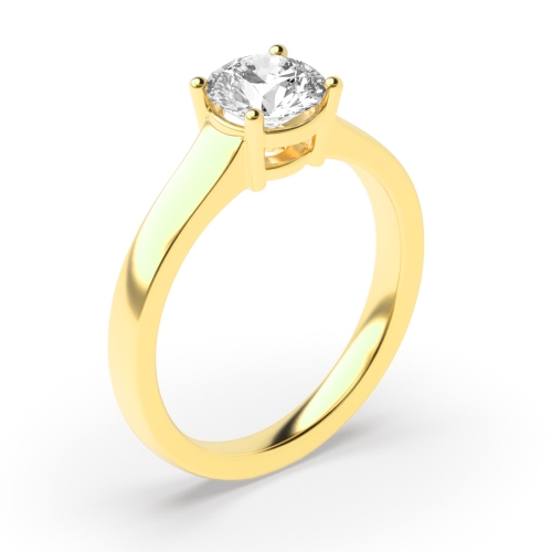 4 Prong Round Yellow Gold Solitaire Engagement Ring