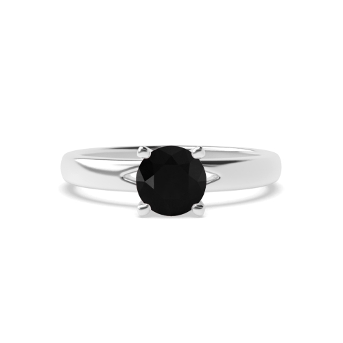 4 Prong Open Modern Black Diamond Solitaire Engagement Ring