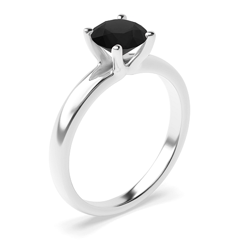 Open modern Black Diamond Solitaire Engagement Rings