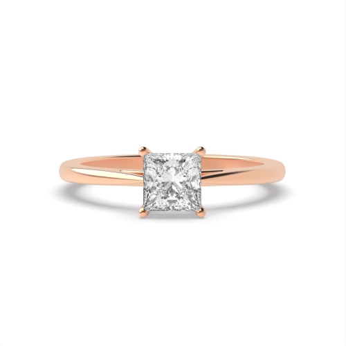 4 Prong Princess Rose Gold Solitaire Engagement Ring