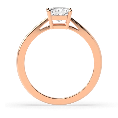 4 Prong Princess Rose Gold Basket set tapering shoulder Solitaire Engagement Rings