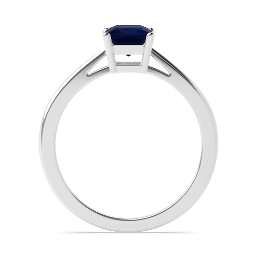 4 Prong Princess Basket set tapering shoulder Blue Sapphire Engagement Rings