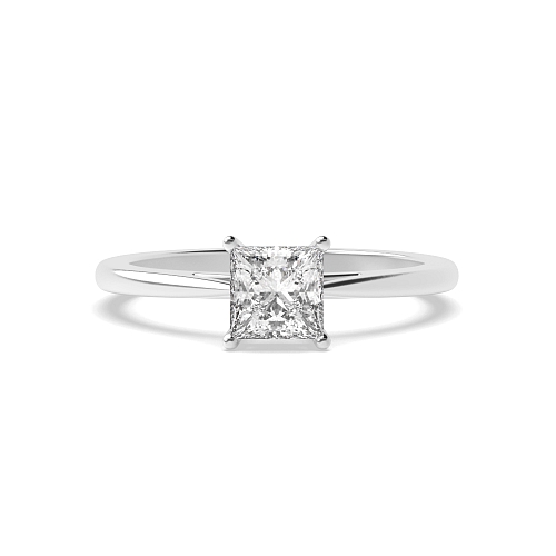 4 Prong Princess Basket Set Tapering Shoulder Solitaire Engagement Ring