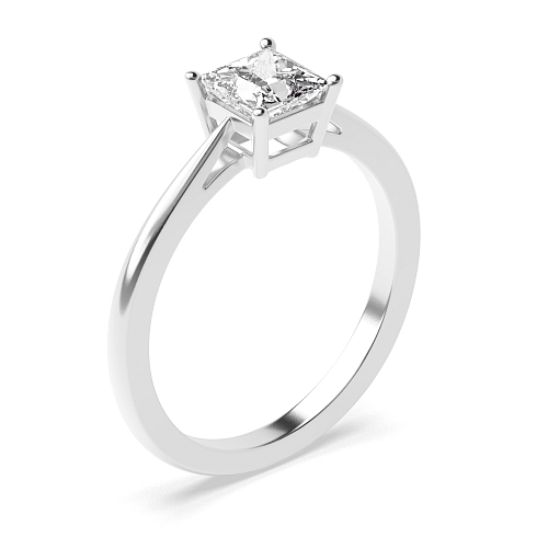 4 Prong Princess Basket set tapering shoulder Engagement Rings