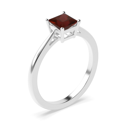 4 Prong Princess Basket set tapering shoulder Garnet Engagement Rings