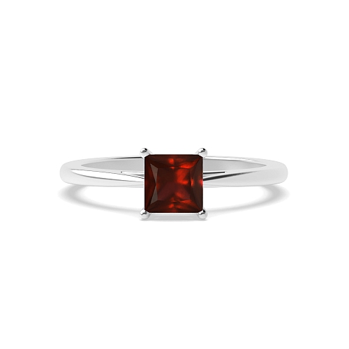 4 Prong Princess Basket set tapering shoulder Garnet Engagement Rings
